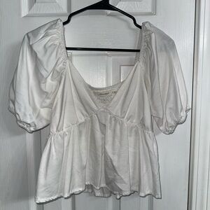 Elegant White Puff Sleeve Top